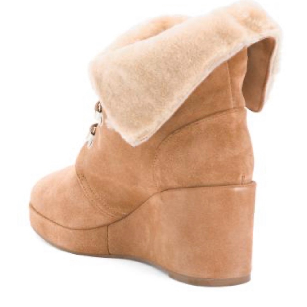 Aquatalia Ovis Aries Real Dyed Sheep Fur/Shearling Suede Lace-Up Boots  12 fall